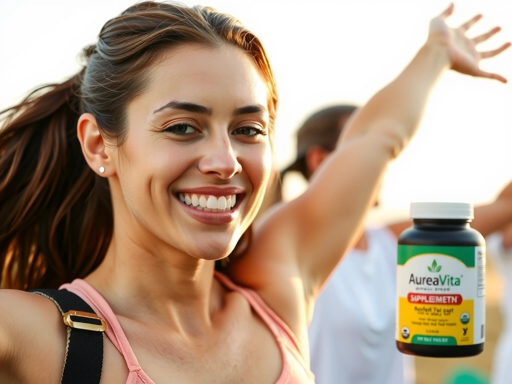 Femeie zâmbind, plină de energie datorită suplimentelor Aureavitacz