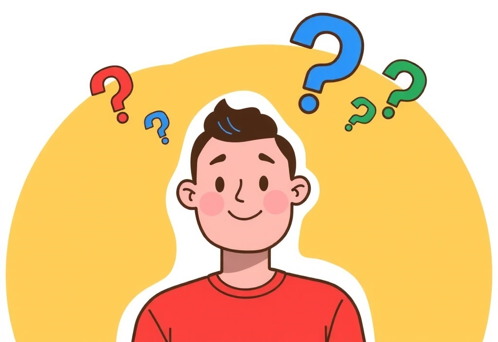 Ilustrație cu o persoană care pune o întrebare, simbolizând secțiunea Întrebări Frecvente